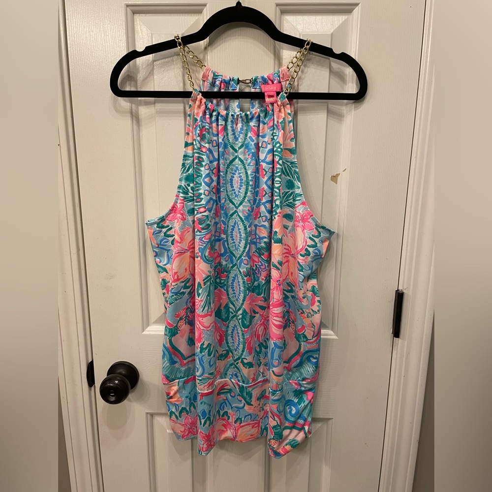 Lilly Pulitzer EUC size XL chain detail floral print halter top.
